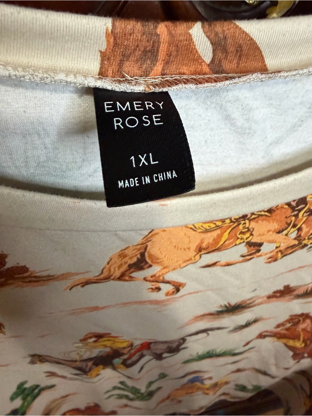 Cowboy Print Long Sleeve Tee - Beige - Picture 4 of 8